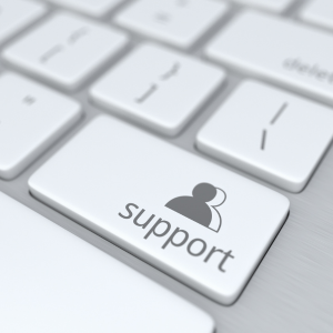 A keyboard with a button which says "support"