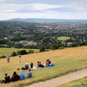 People looking out from the top of Box Hill