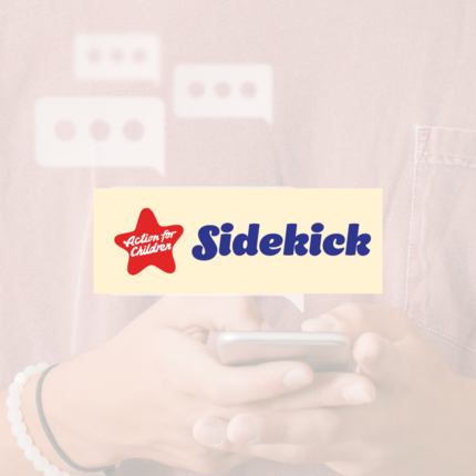 Sidekick logo over an image of a young person texting