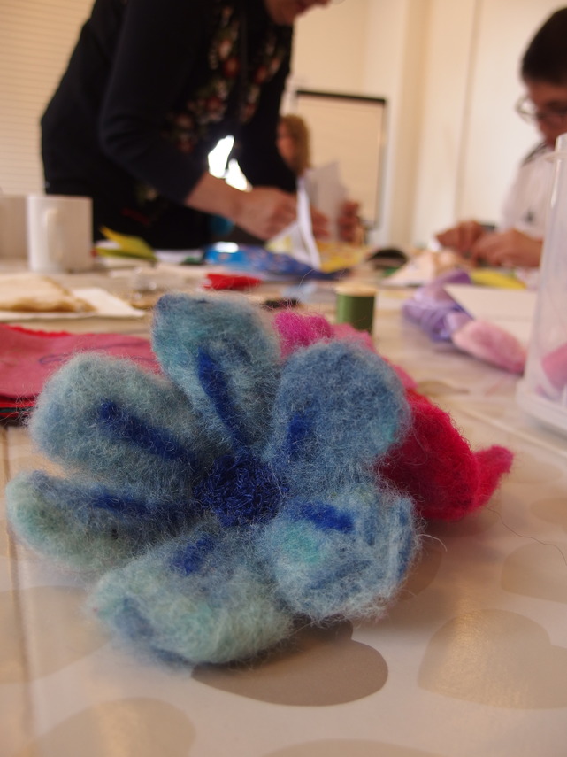 Felt flower created at craft club