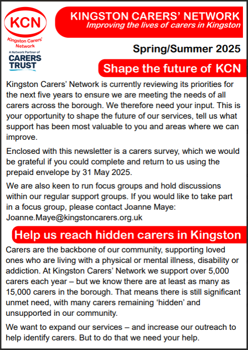 Cover of current newsletter